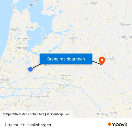 Utrecht to Haaksbergen map
