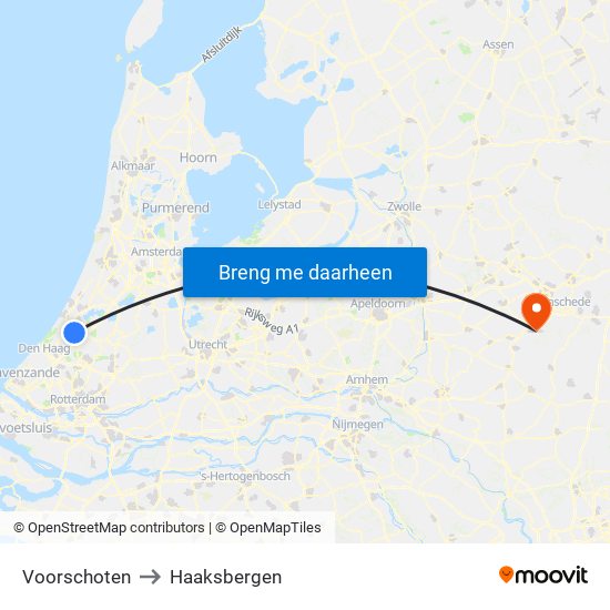 Voorschoten to Haaksbergen map