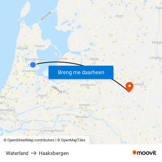 Waterland to Haaksbergen map
