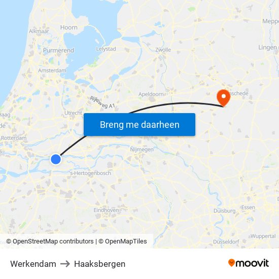 Werkendam to Haaksbergen map
