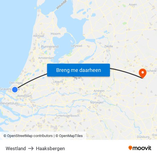 Westland to Haaksbergen map