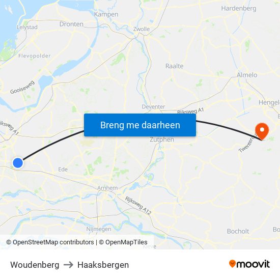 Woudenberg to Haaksbergen map