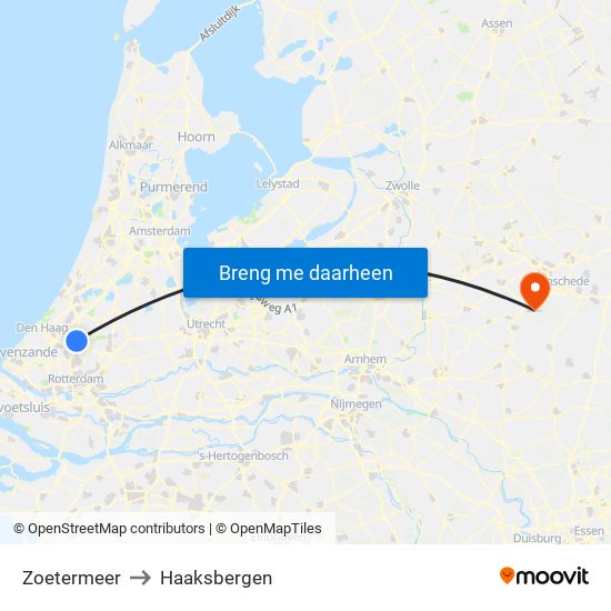Zoetermeer to Haaksbergen map
