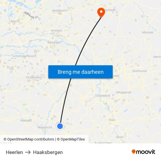 Heerlen to Haaksbergen map
