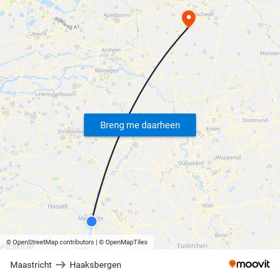 Maastricht to Haaksbergen map