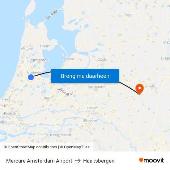 Mercure Amsterdam Airport to Haaksbergen map