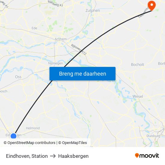 Eindhoven, Station to Haaksbergen map