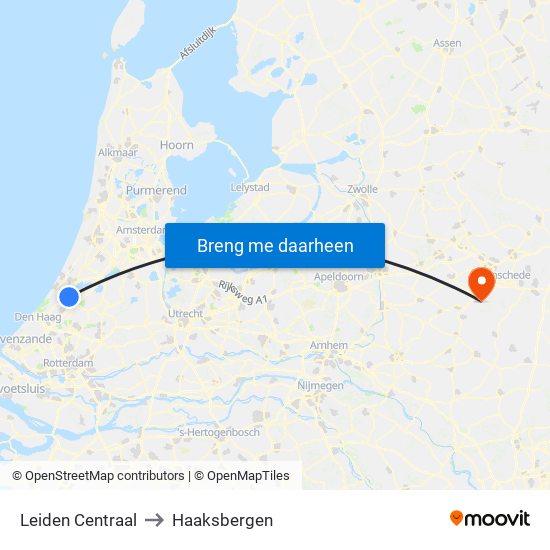 Leiden Centraal to Haaksbergen map