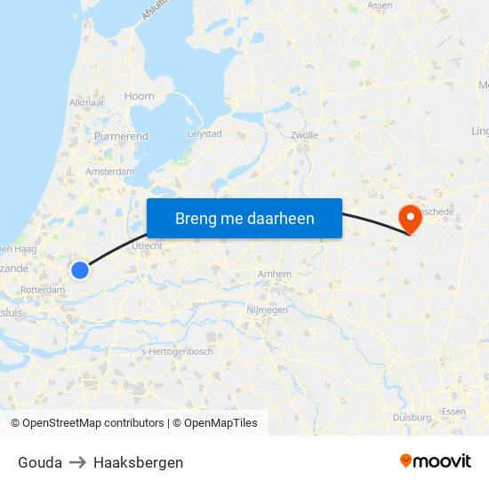 Gouda to Haaksbergen map