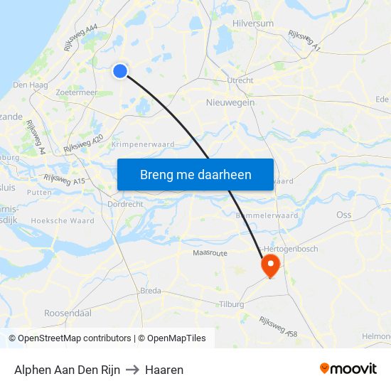 Alphen Aan Den Rijn to Haaren map