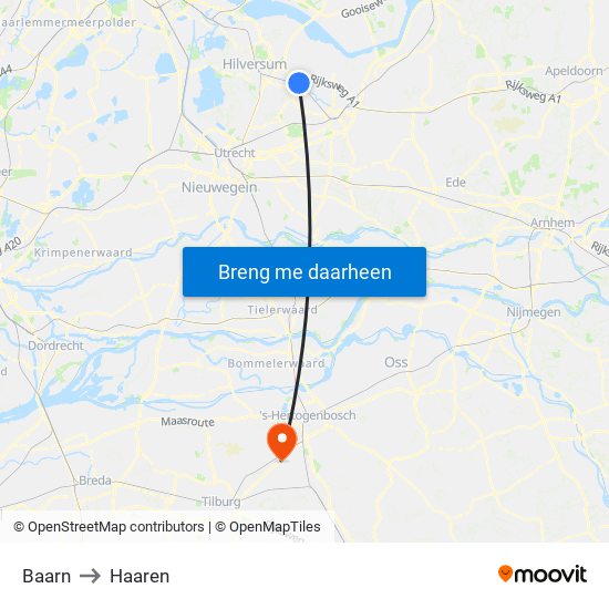 Baarn to Haaren map