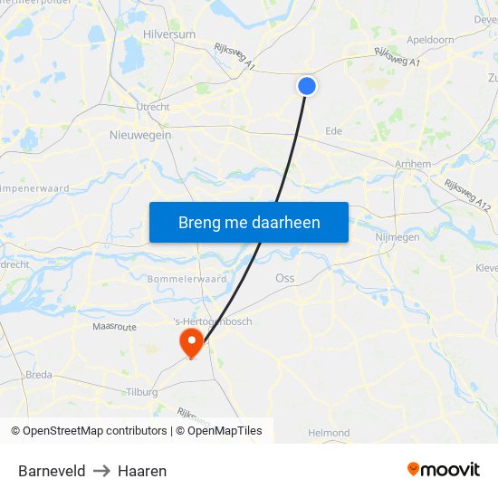 Barneveld to Haaren map