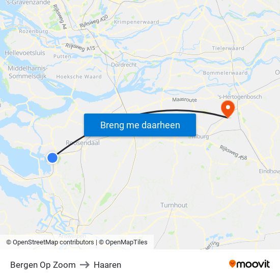 Bergen Op Zoom to Haaren map