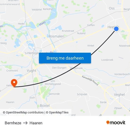 Bernheze to Haaren map