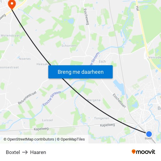 Boxtel to Haaren map