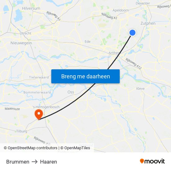 Brummen to Haaren map