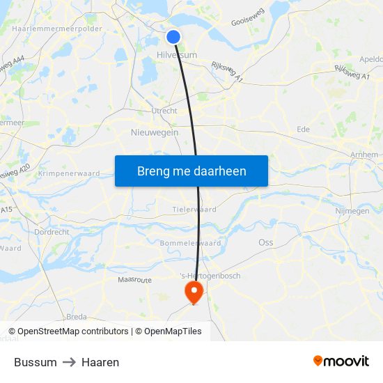 Bussum to Haaren map