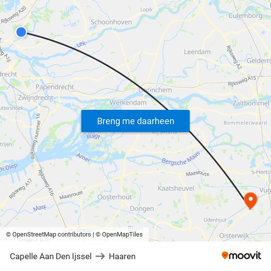 Capelle Aan Den Ijssel to Haaren map