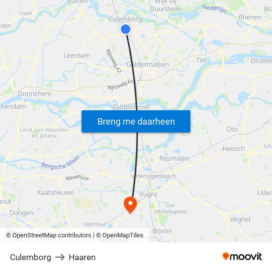 Culemborg to Haaren map