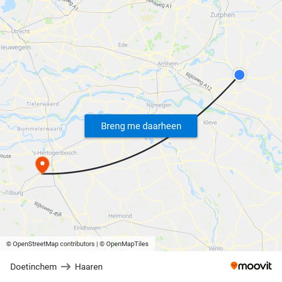 Doetinchem to Haaren map