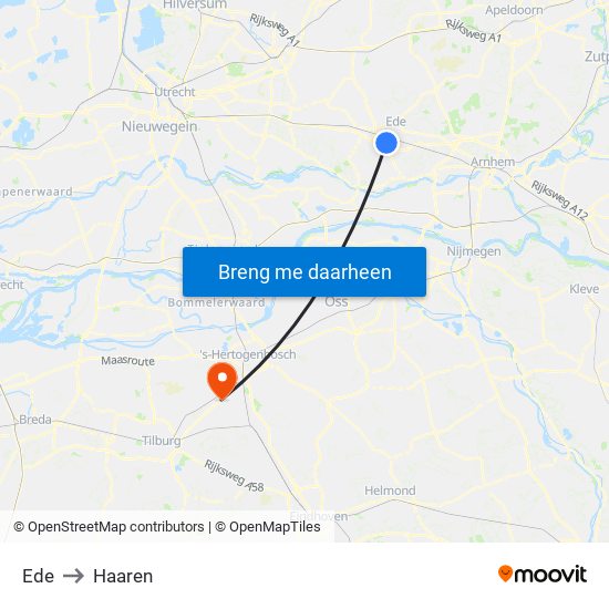 Ede to Haaren map