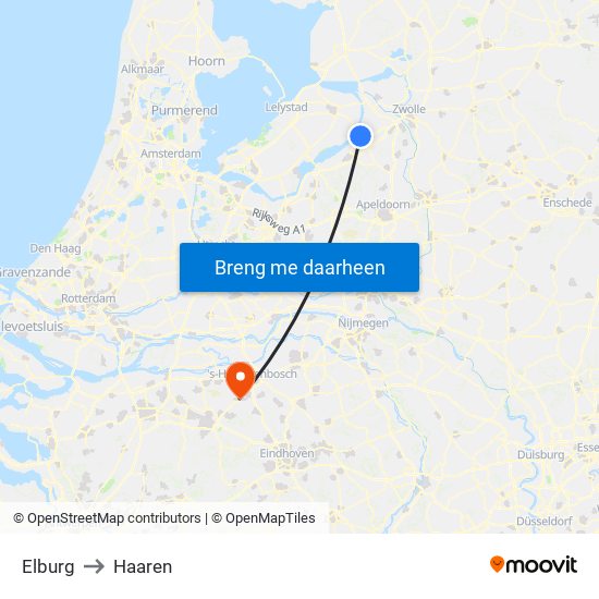 Elburg to Haaren map