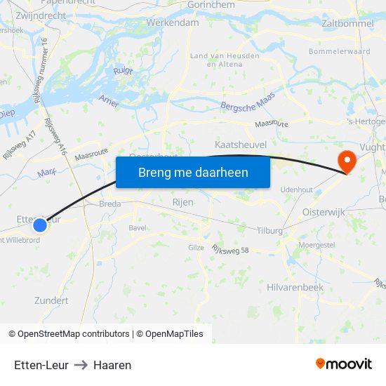 Etten-Leur to Haaren map