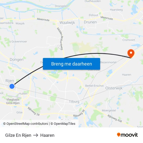 Gilze En Rijen to Haaren map