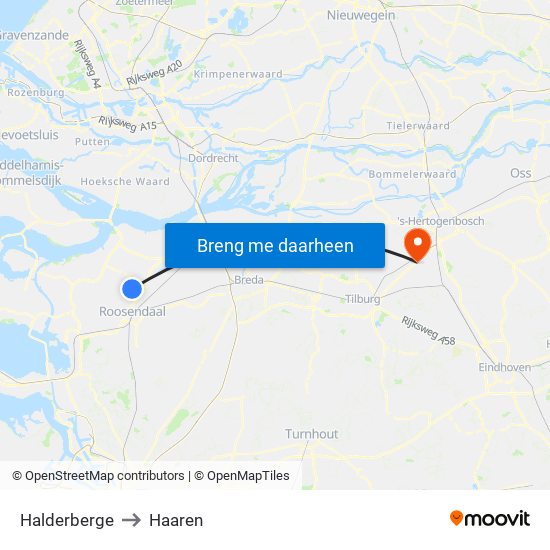 Halderberge to Haaren map