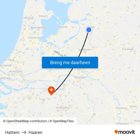 Hattem to Haaren map