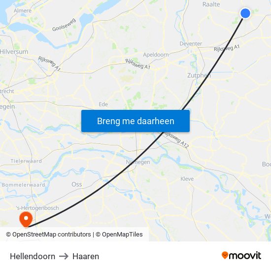 Hellendoorn to Haaren map