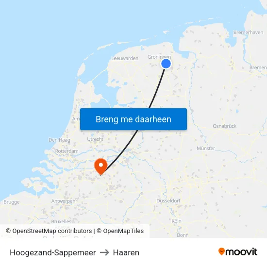 Hoogezand-Sappemeer to Haaren map