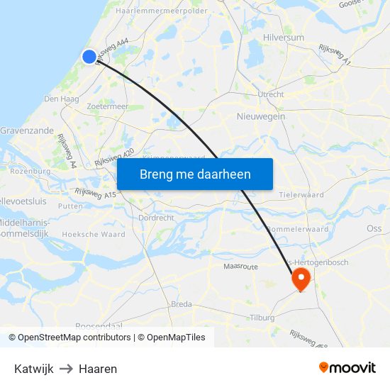 Katwijk to Haaren map