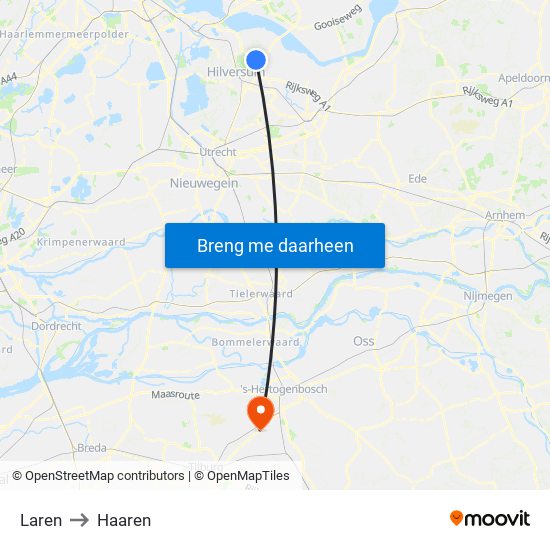 Laren to Haaren map