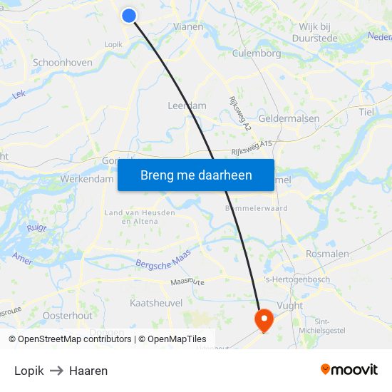 Lopik to Haaren map