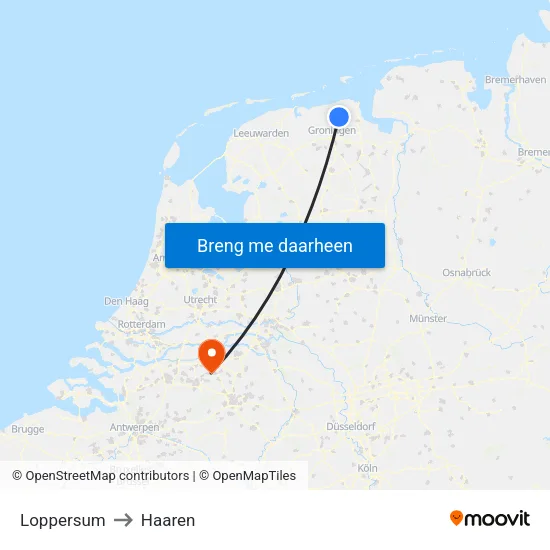 Loppersum to Haaren map