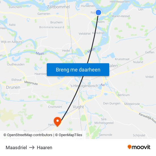 Maasdriel to Haaren map