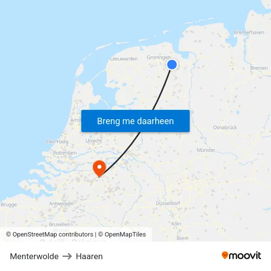 Menterwolde to Haaren map