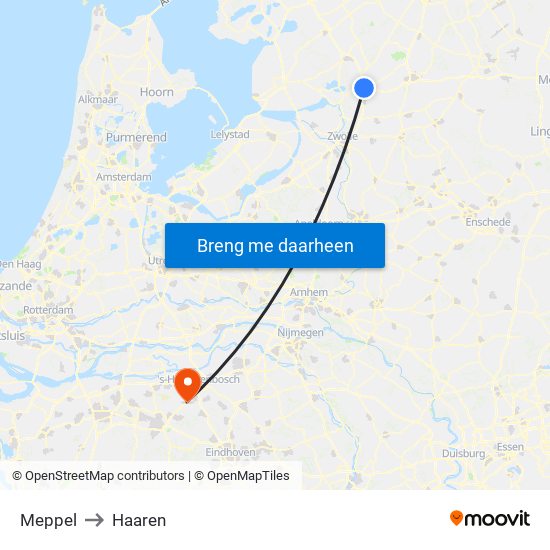 Meppel to Haaren map