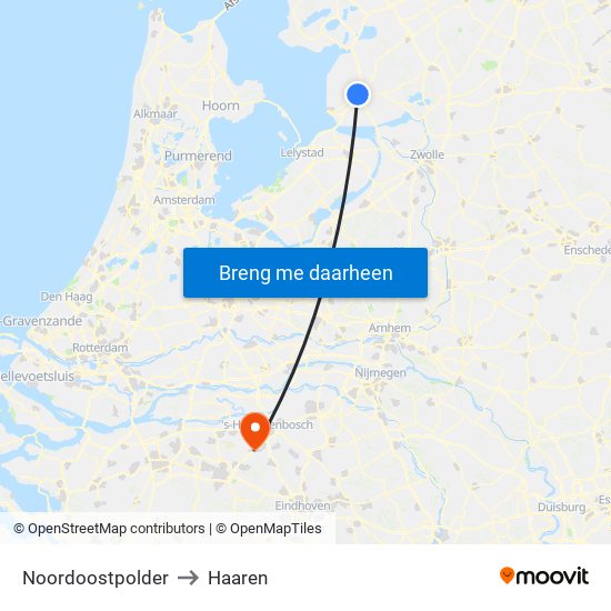 Noordoostpolder to Haaren map