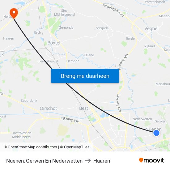 Nuenen, Gerwen En Nederwetten to Haaren map