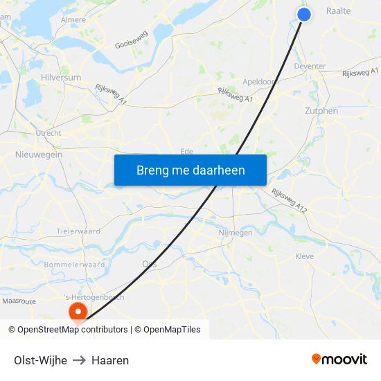 Olst-Wijhe to Haaren map