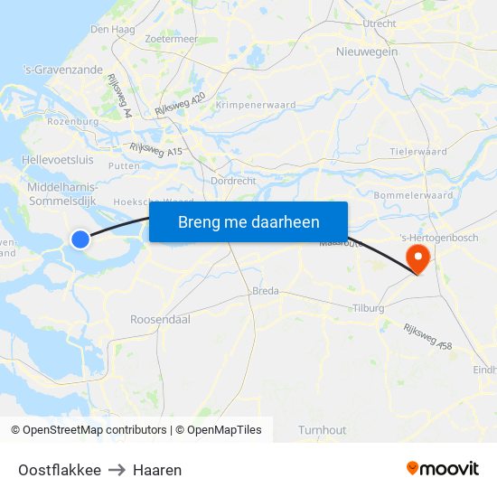 Oostflakkee to Haaren map