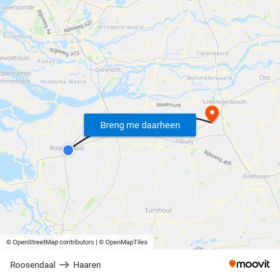 Roosendaal to Haaren map