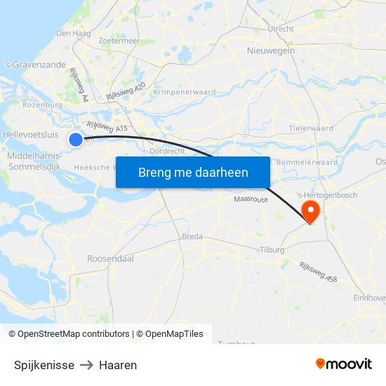 Spijkenisse to Haaren map