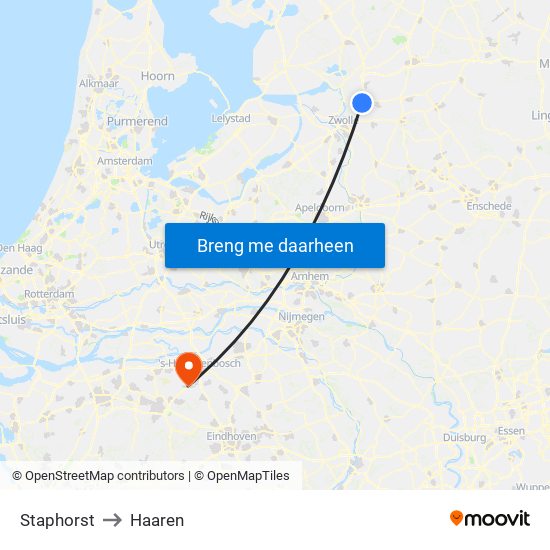 Staphorst to Haaren map