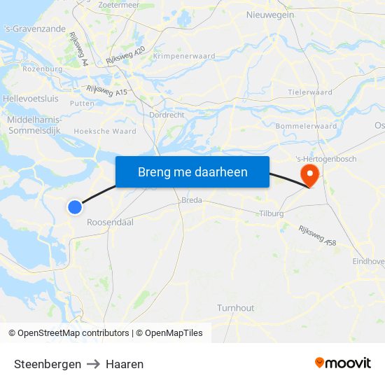 Steenbergen to Haaren map