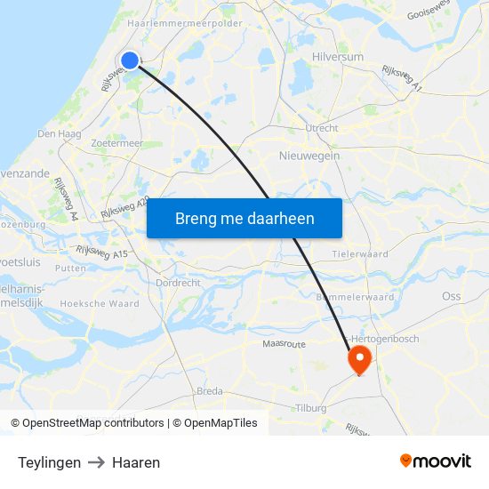 Teylingen to Haaren map