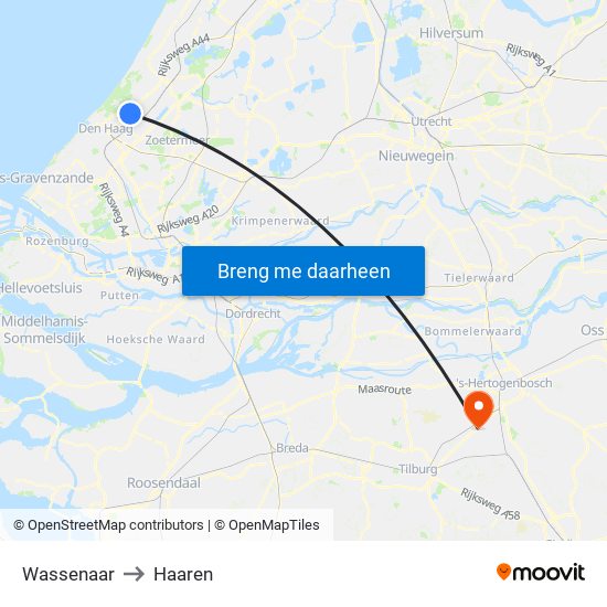 Wassenaar to Haaren map