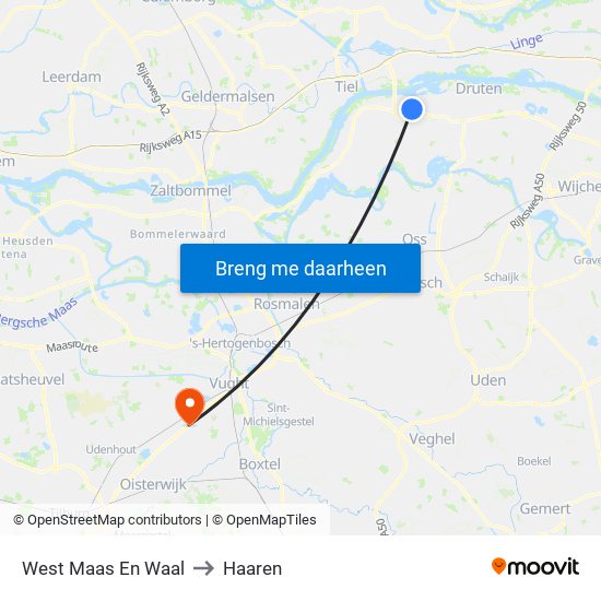 West Maas En Waal to Haaren map